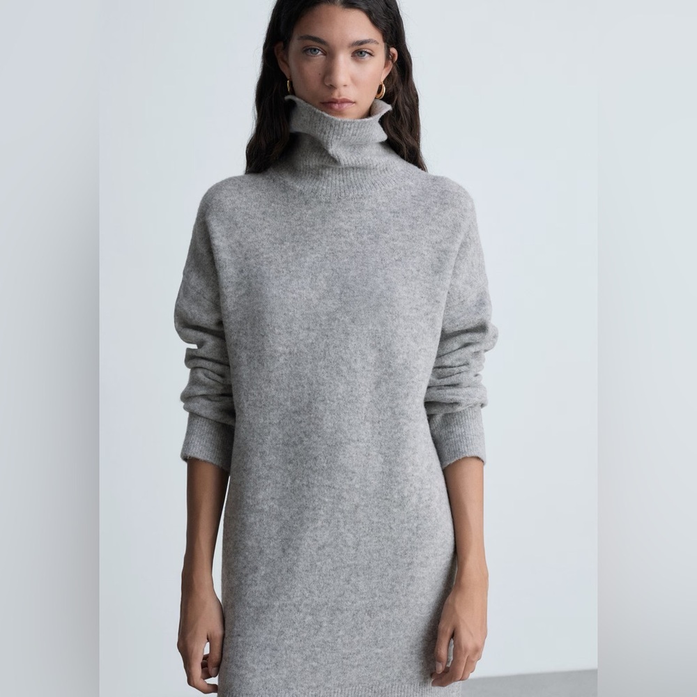 Mango Grey Turtleneck Dress NWT